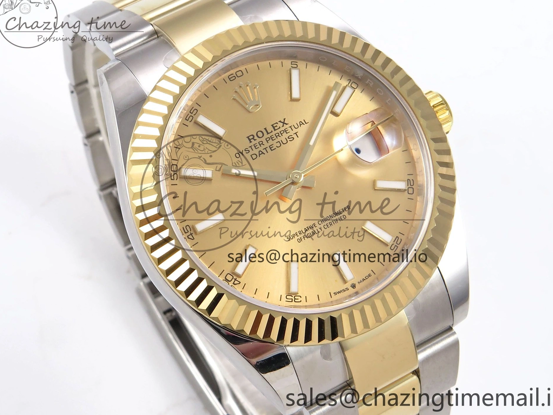 0215 DateJust 41 126333 EWEF Best Edition YG Stick Dial on SS YG Oyster Bracelet A Durable 971